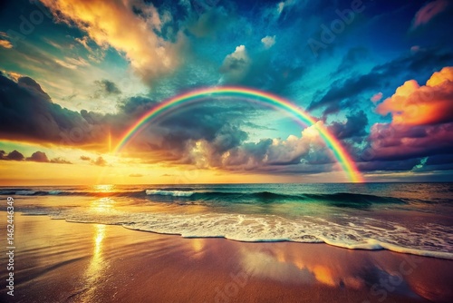 Vintage Rainbow Beach Sunset: Vibrant Colors & Coastal Nostalgia