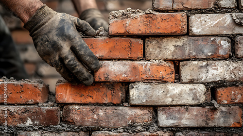 Wallpaper Mural Bricklayer Laying Bricks in a Wall Construction Torontodigital.ca