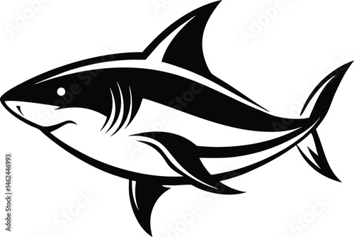 Shark silhouette, Black shark silhouette collection,  shark silhouette vector illustration on a white background