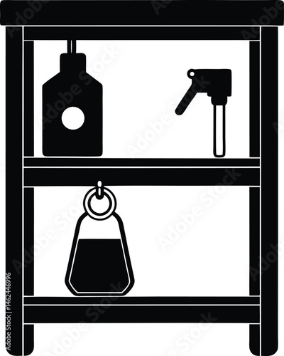  Entryway shelf with sanitizer and key detector silhouette