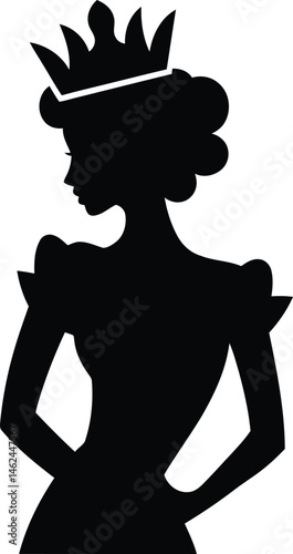 Queen Silhouette with Crown in Elegant Posed Style