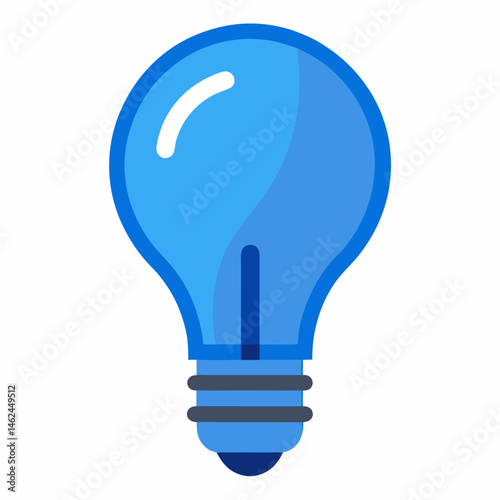 new blue color electric bulb, light vector icon on white background