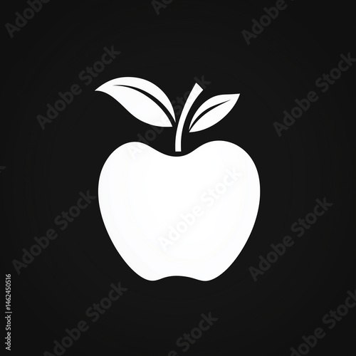 White apple silhouette on black background representing health and nature freshness