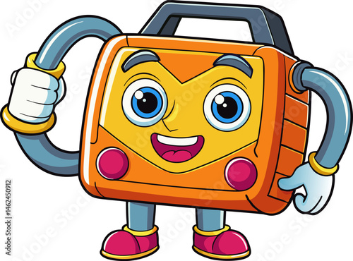 Retro character design from plastic jerry can. funny cartoon android