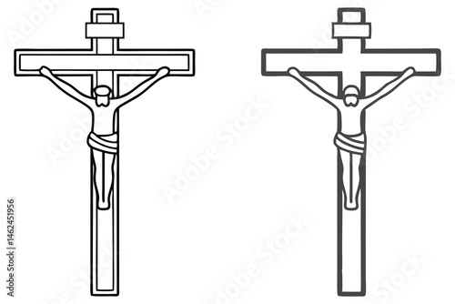 Outlined Jesus on the cross conveys a spiritual and religious symbol of Christianity