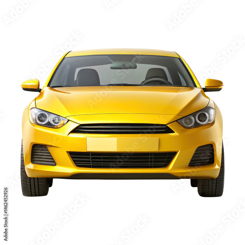 yellow car isolated on transparent white background, clipping path