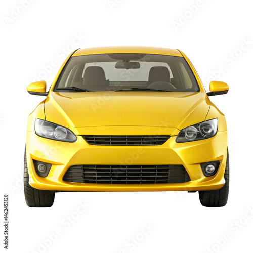 yellow car isolated on transparent white background, clipping path