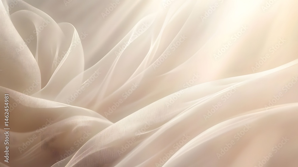 Fototapeta premium Elegant Draped Beige Sheer Fabric Texture Background