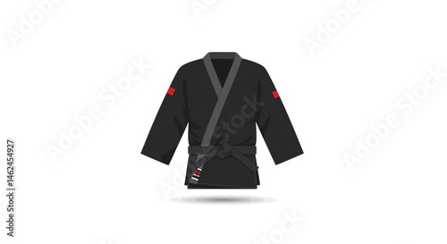 Black Martial Arts Gi with Red Patch Detail