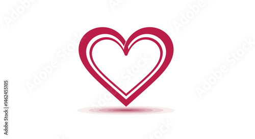 Curving magenta heart outline with a subtle shadow symbolizing love