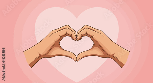 Gentle Hand Forming a Heart Shape Against a Pink Background