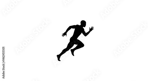 Silhouette of a barefoot figure in midstride arm extended