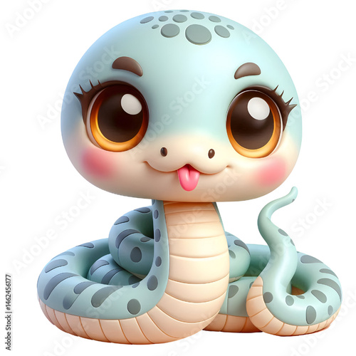 Cute 3D snake isolated on white background