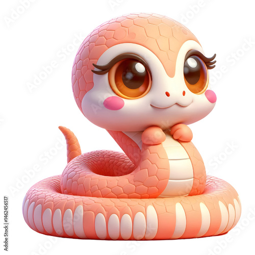 Cute 3D snake isolated on white background