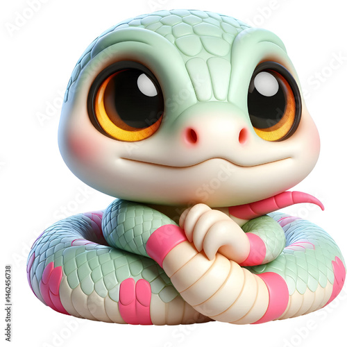 Cute 3D snake isolated on white background
