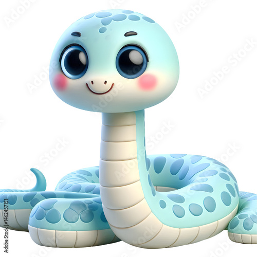 Cute 3D snake isolated on white background