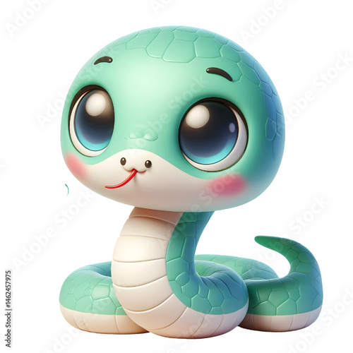 Cute 3D snake isolated on white background