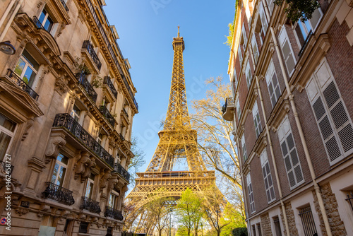 Fototapeta Naklejka Na Ścianę i Meble -  Eiffel tower and streets of Paris, France