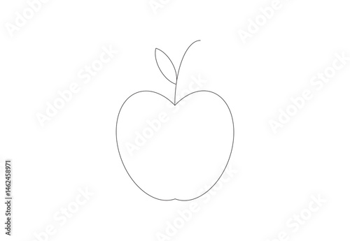 Simple Apple Line Drawing Illustration for Kids and Beginners 