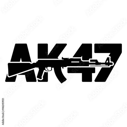 AK47 Weaponry Design: A bold, stylized design of the iconic AK47 assault rifle, representing power, precision, and military hardware.