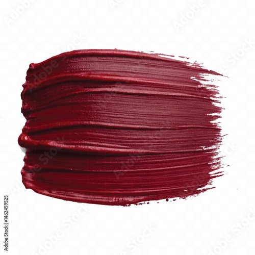 abstract smooth smudged carmine red lipstick swatch stroke isolated on transparent background