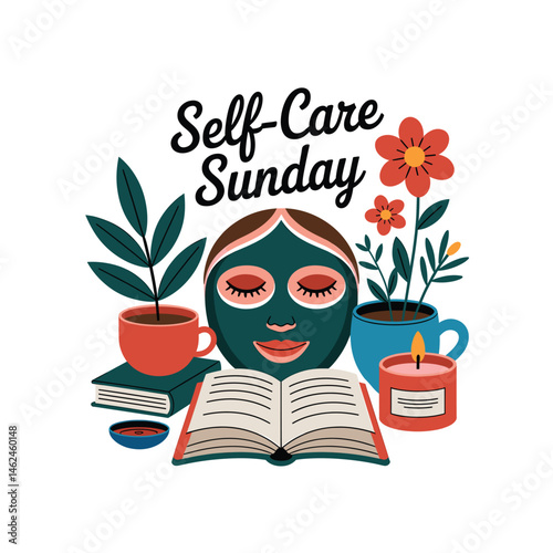 Vector Illustration of Mental Health Concept with Human Head, Brain, and Abstract Emotional Symbols