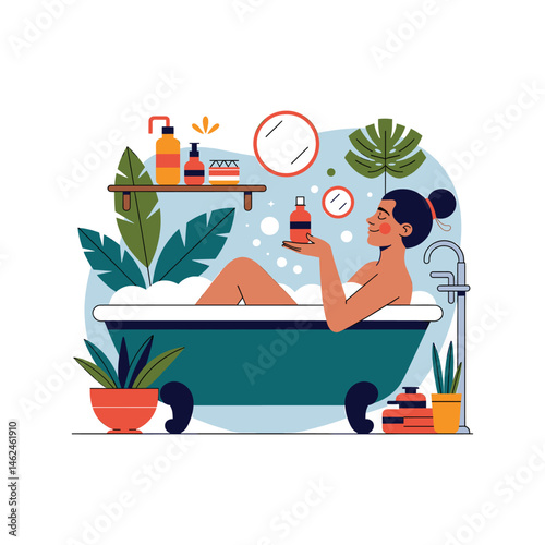 Vector Illustration of Mental Health Concept with Human Head, Brain, and Abstract Emotional Symbols