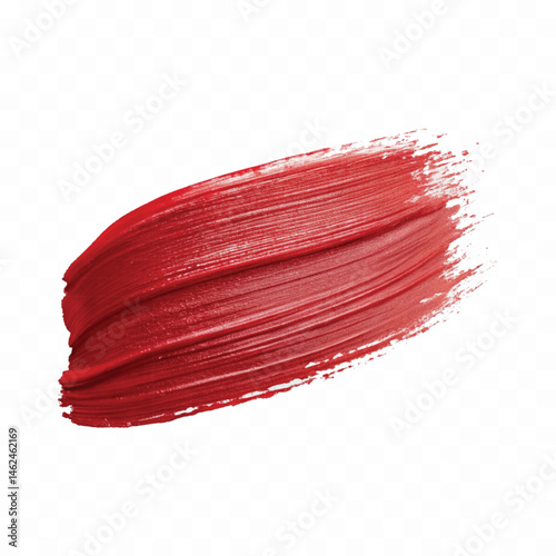 abstract smooth smudged carmine red lipstick swatch stroke isolated on transparent background