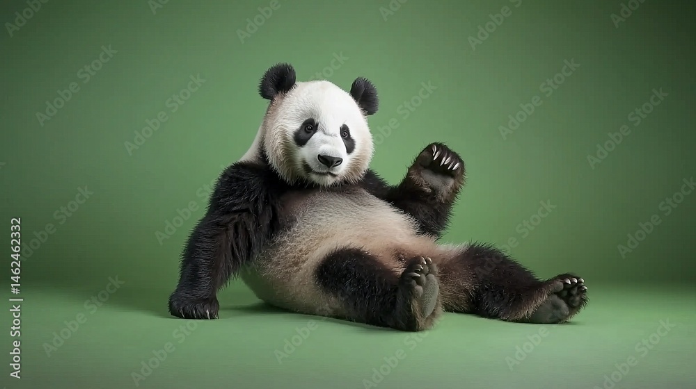 Relaxed giant panda in a setting. Relaxed giant panda in a setting.