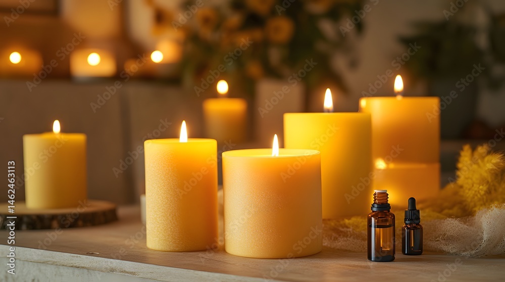 Scented Candles and Essential Oils Still Life Scented Candles and Essential Oils Still Life