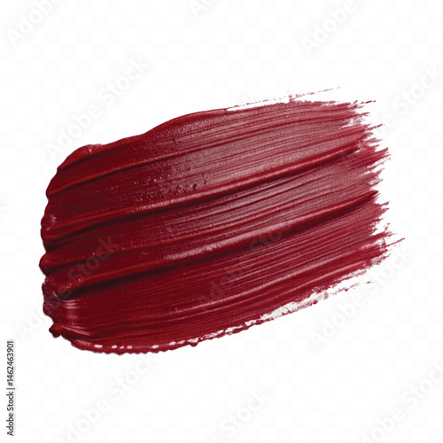 abstract smooth smudged carmine red lipstick swatch stroke isolated on transparent background