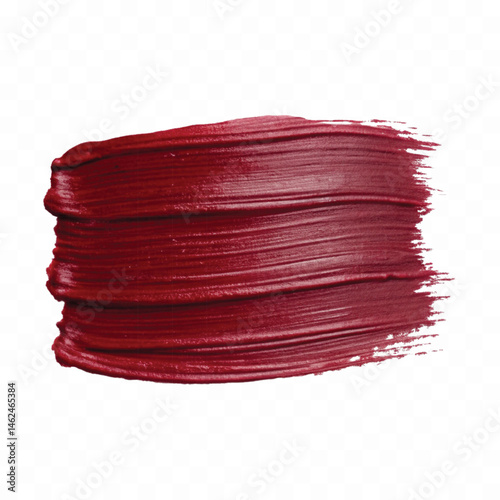 abstract smooth smudged carmine red lipstick swatch stroke isolated on transparent background
