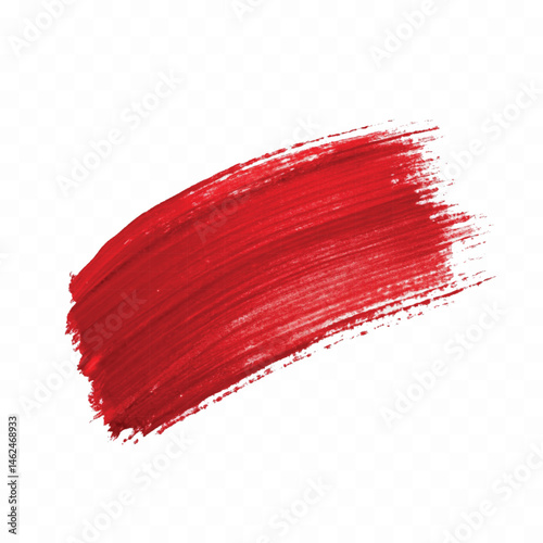 abstract smooth smudged carmine red lipstick swatch stroke isolated on transparent background