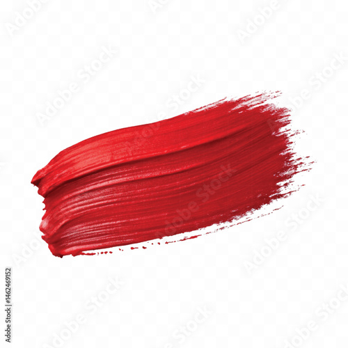 abstract smooth smudged carmine red lipstick swatch stroke isolated on transparent background
