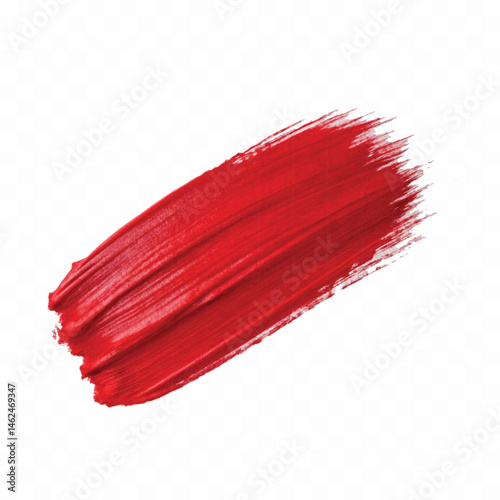 abstract smooth smudged carmine red lipstick swatch stroke isolated on transparent background