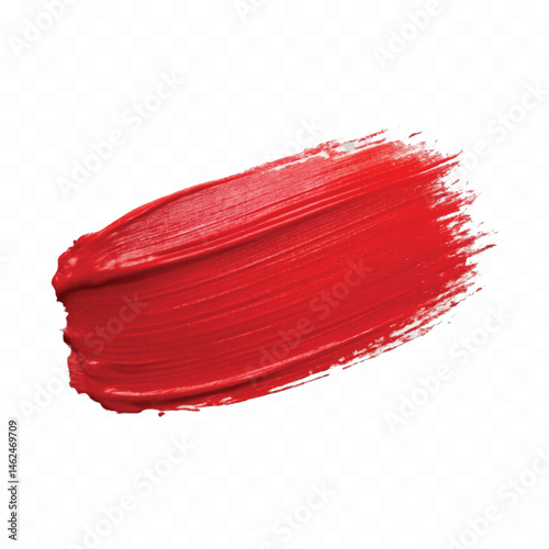 abstract smooth smudged carmine red lipstick swatch stroke isolated on transparent background