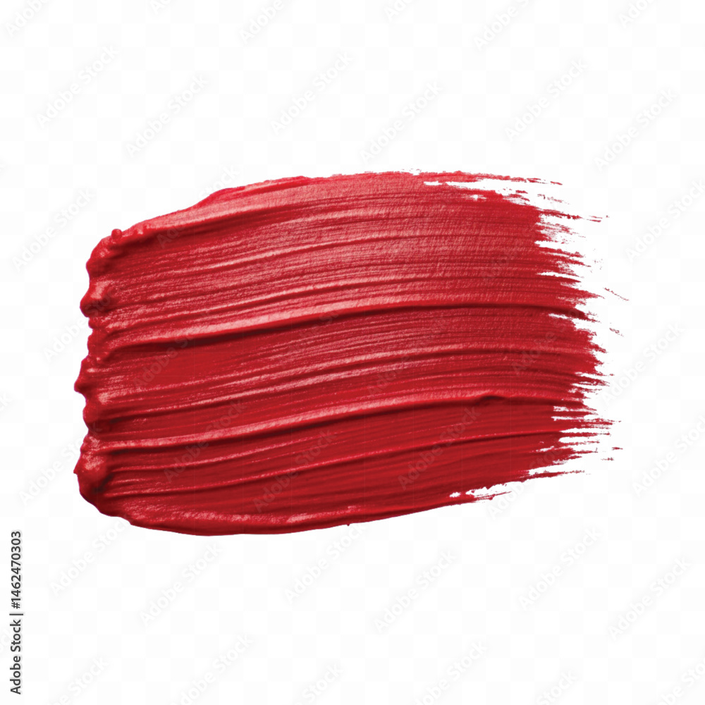 Fototapeta premium abstract smooth smudged carmine red lipstick swatch stroke isolated on transparent background