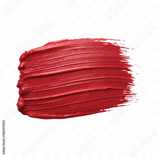 abstract smooth smudged carmine red lipstick swatch stroke isolated on transparent background