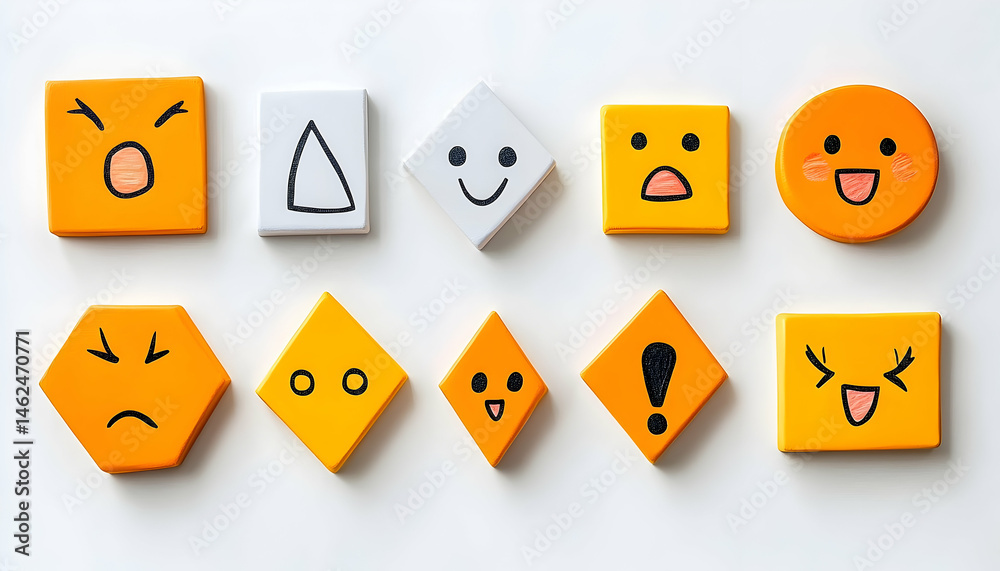 Fototapeta premium Geometric shapes with emojis