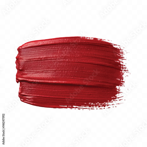 abstract smooth smudged carmine red lipstick swatch stroke isolated on transparent background
