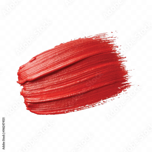 abstract smooth smudged carmine red lipstick swatch stroke isolated on transparent background