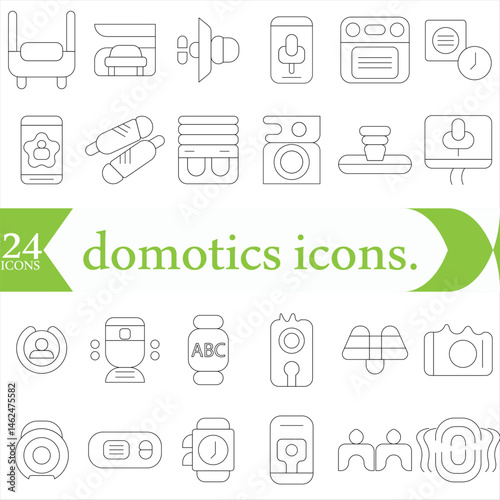  domotics icons. Thin linear style icons Pack. Vector Illustration