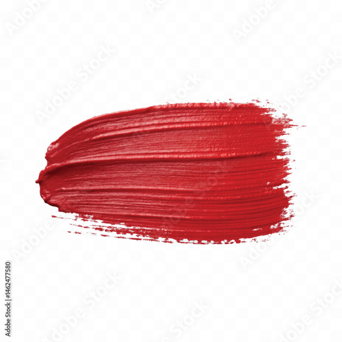 abstract smooth smudged carmine red lipstick swatch stroke isolated on transparent background
