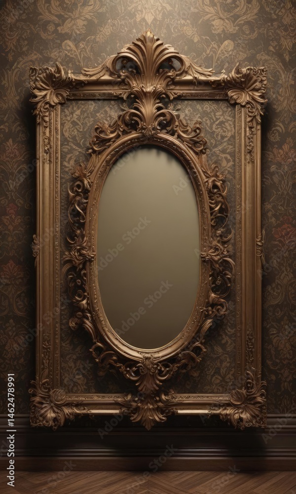 Intricate damask backdrop showcasing assorted vintage frames , graphic, picture