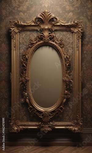 Obraz na płótnie Intricate damask backdrop showcasing assorted vintage frames , graphic, picture w salonie