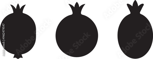 pomegranate silhouette, pomegranate fruit icon vector illustration