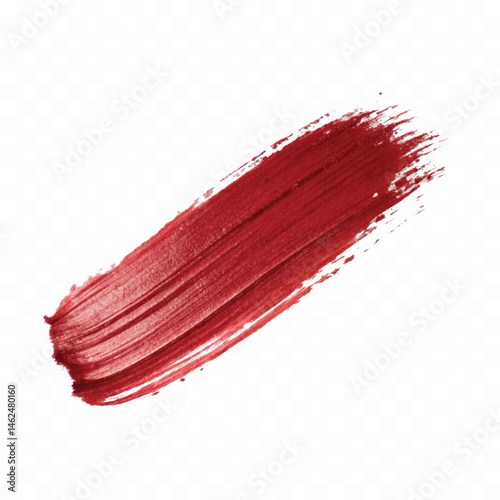 abstract smooth smudged carmine red lipstick swatch stroke isolated on transparent background