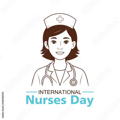 International Nurses Day line art illustration design 
