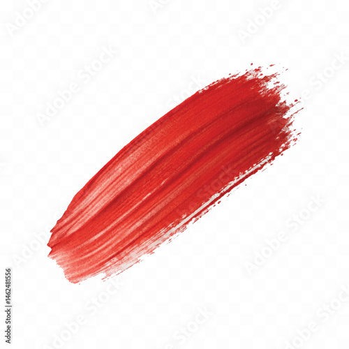 abstract smooth smudged carmine red lipstick swatch stroke isolated on transparent background