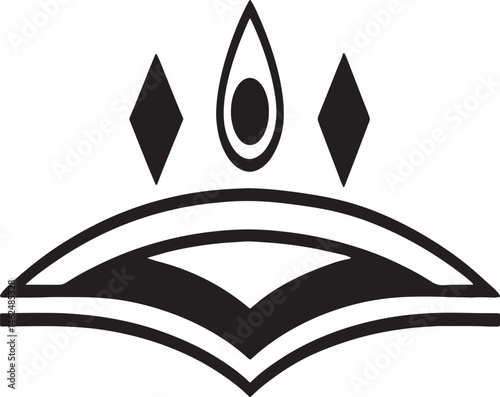 Elegant Royal Emblem: A simple black and white emblem evoking regal symbolism. Featuring a crown of diamonds and teardrop shape that is an elegant and timeless design that represents prestige, power.